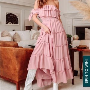 Off the shoulder ruffled maxi dress